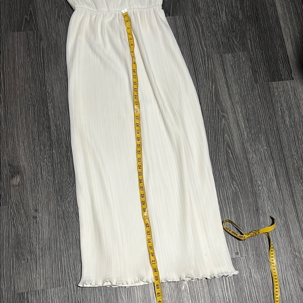 Badgley Mischka White Maxi Dress with Gold Accents - Picture 7 of 11